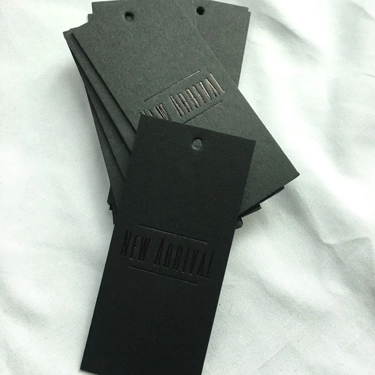 Custom Hangtags Clothing With Black Foiled Black Cardboard Paper Tag Custom Apparel Hangtags With Logo Printing