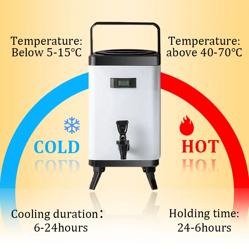 WINNERS 6L 8L 10L 12L square stainless steel heat insulation barrels insulated soup food warmer with tap for milk tea shop