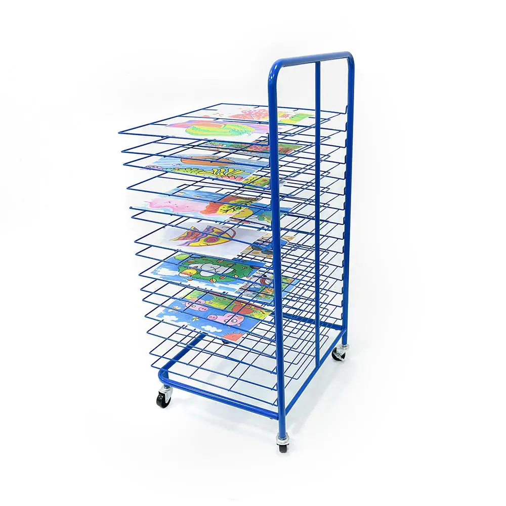 Kindergarten 15 Removable Shelves Metal Wire Art Drying Display Stand Paint Drying Rack for Classroom