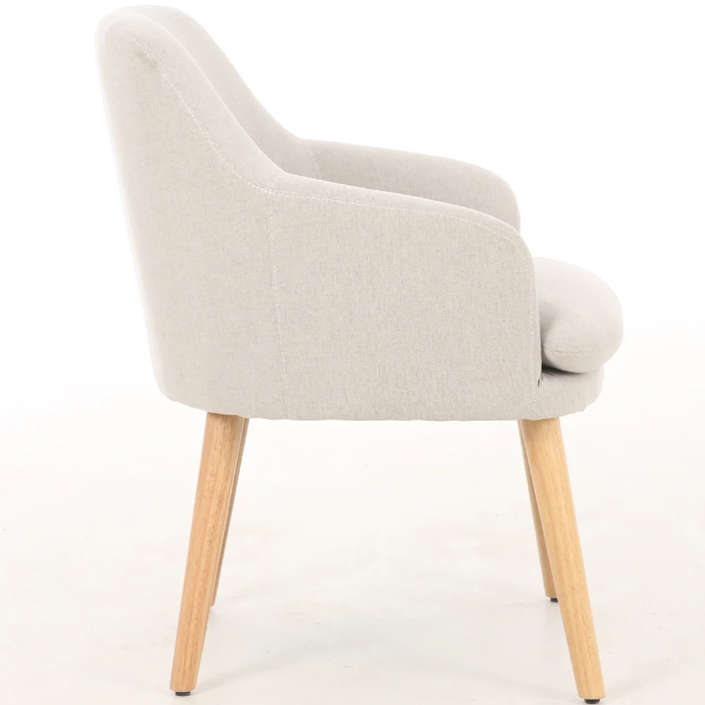Modern style hotel furniture wooden leg linen fabric upholstered dining room chairs