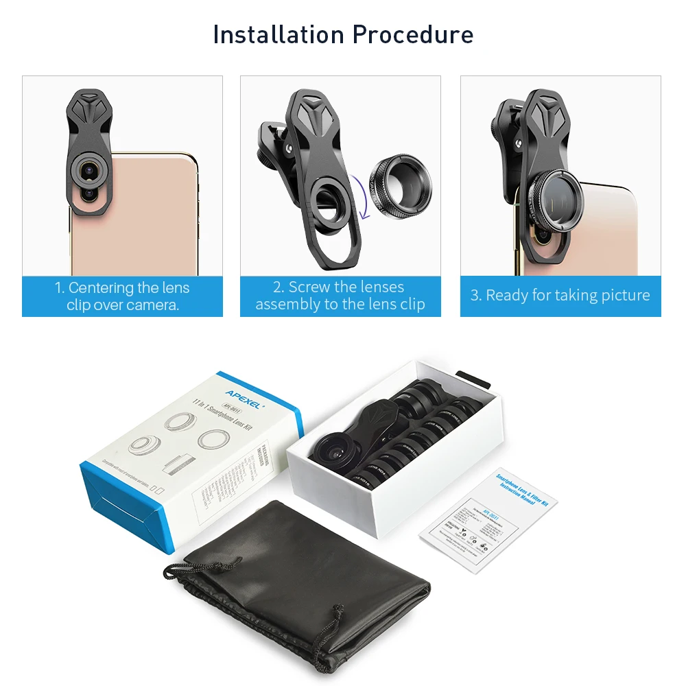 11 in 1 Phone Camera lens Kit Zoom Telescope Telephoto Lens Mobile Phone Camera Lenses For iPhone