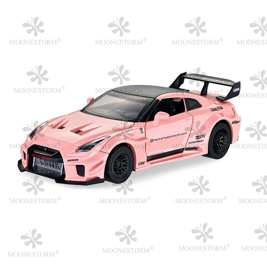 Collect Car Models GT-R 1/32 Diecast Model Car with Four Opening Doors Pull Back Diecast Toy Vehicles