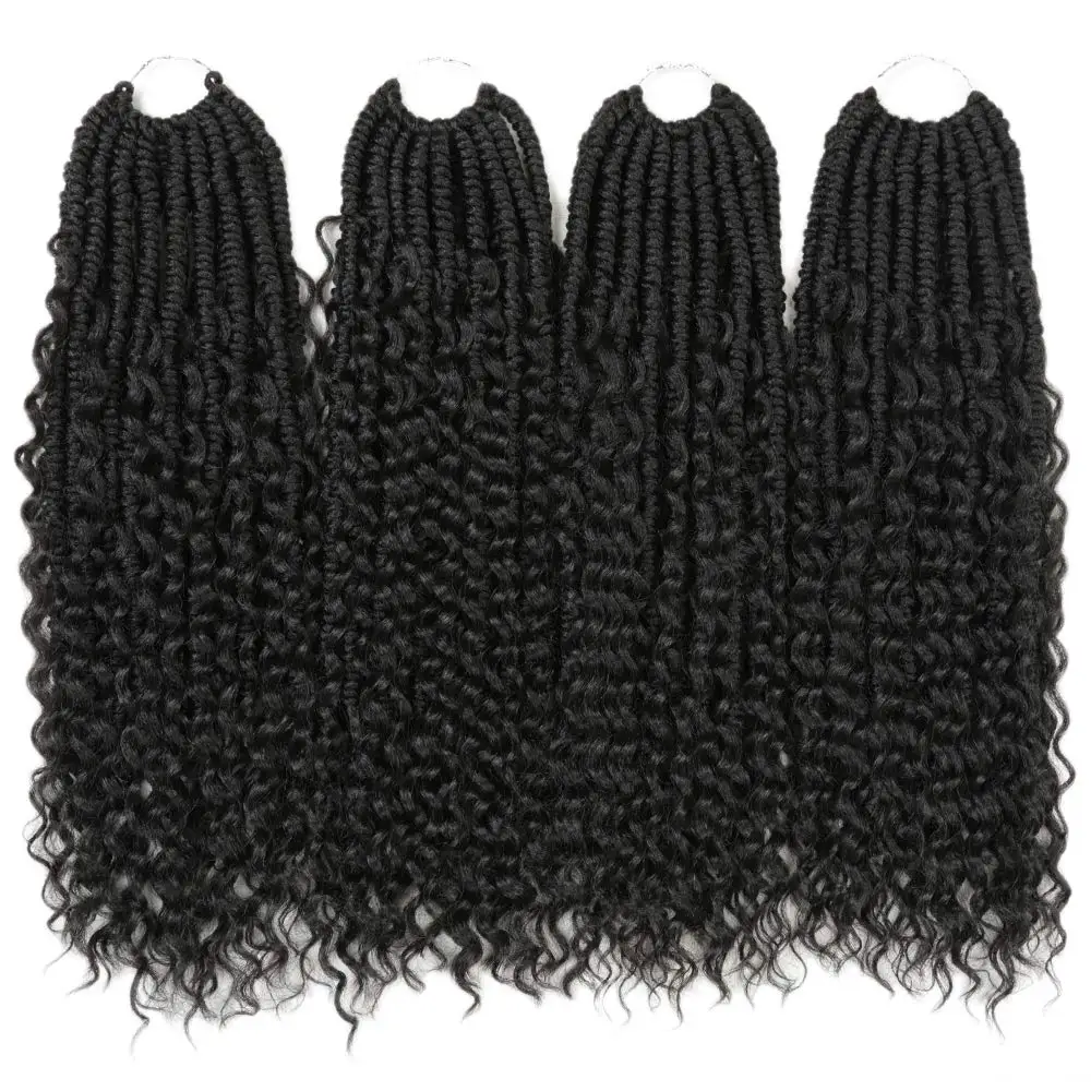 
12 14 18 Inch Goddess Box Braids Crochet Hair Bohomian Crochet Box Braids Curly Ends 3X Crochet Braids Synthetic Braiding Hair 