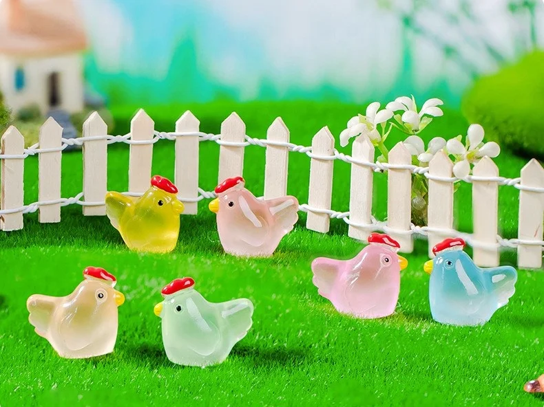 Creative cute small animal luminous desktop small ornaments, hen shape small mini crafts, home furnishing decoration