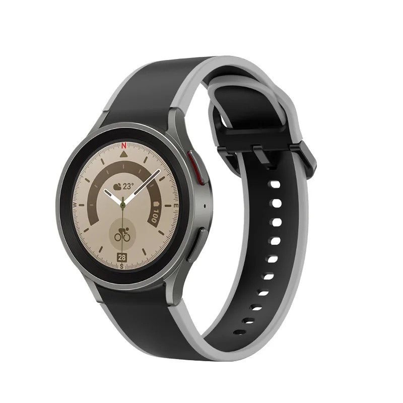 Suitable for Samsung Watch 4/5 dual color matching with curved interface silicone strap 40/44/45 professional dial accessories
