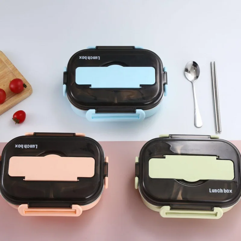 Portable Metal Lunch Box for Kids Food Grade Stainless Steel Lunch Bento Box Partition With Bag