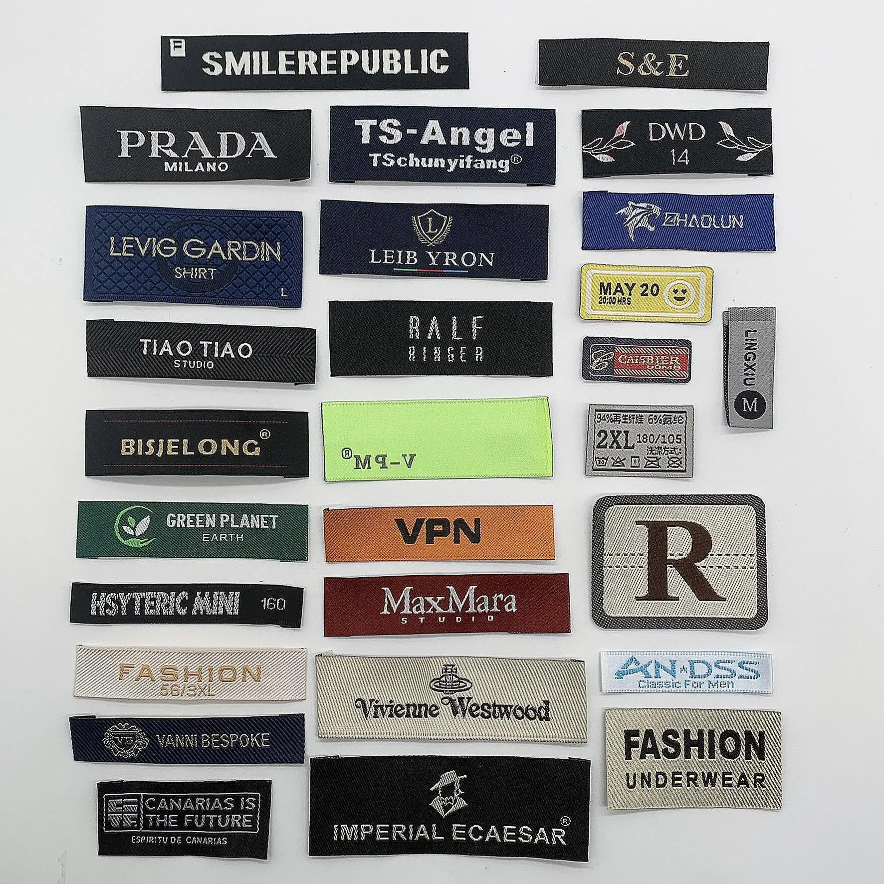 Custom Private Logo Garment Fabric Label 100% Organic Cotton High Density Jacquard Clothes Satin Woven Tag Clothing Woven Labels