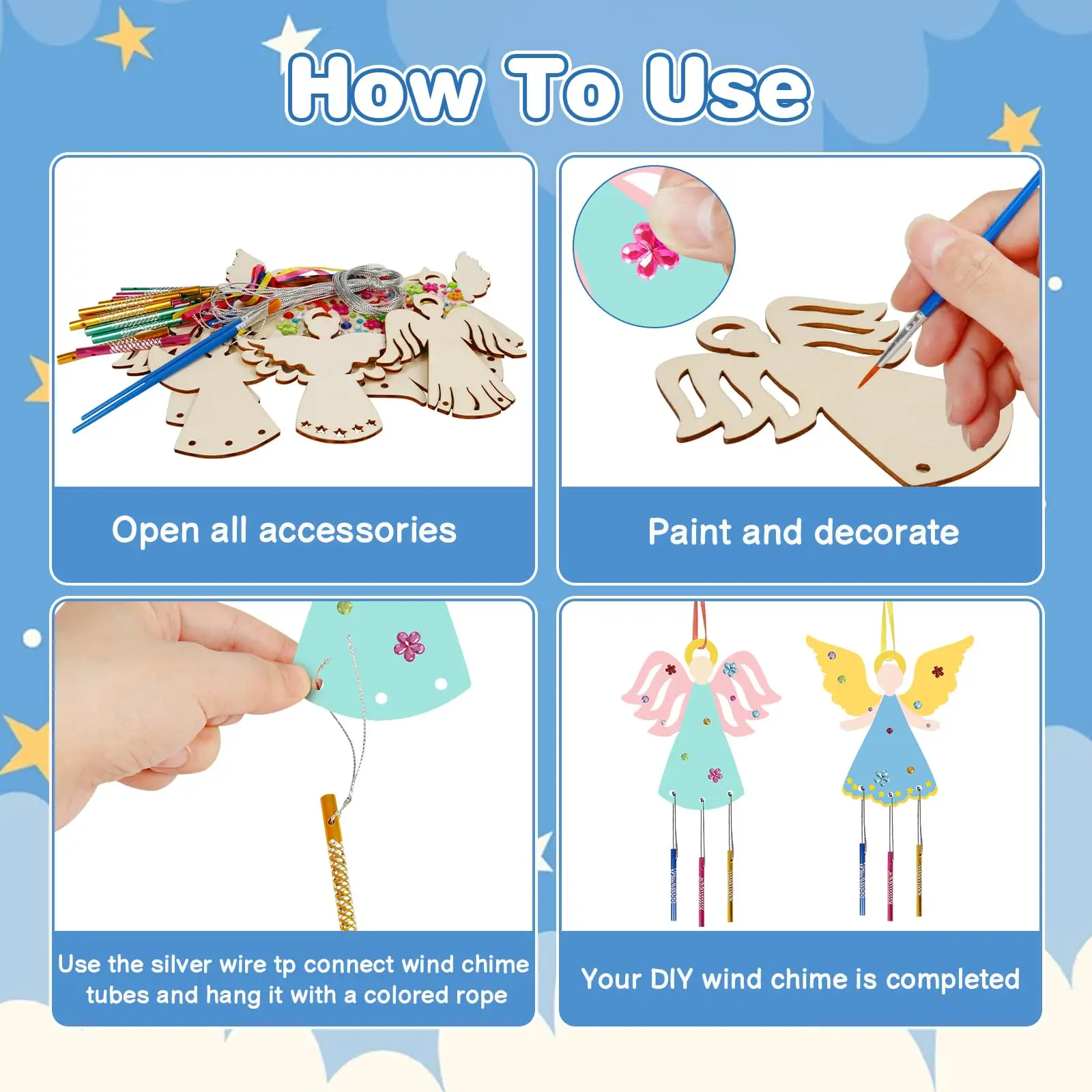 DIY Creative Paste Toys Hand Painted Wooden Crafts Art Activities Christmas Tree Hanging Ornaments Christmasand Decorations