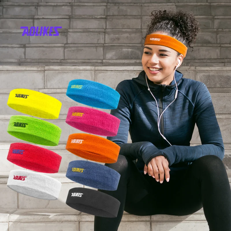 Aolikes hair band for running cycling sport Knitted Headband For Men And Women Sweat absorbing colorful and breathable cotton