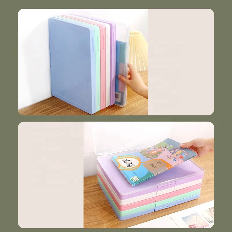 Customized product Pp minimalist style portable file storage A4 plastic file filing box plastic  folder