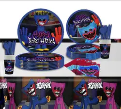 Poppy Playtime Decorative paper cup, paper tray, knife, fork, spoon, tablecloth, party disposable tableware