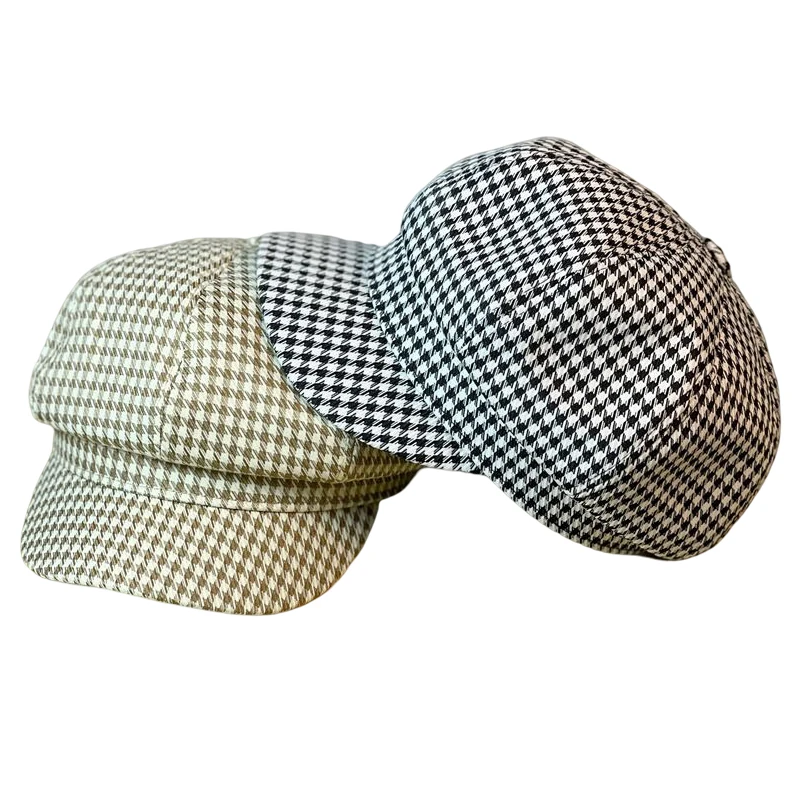 Vintage Bio Washed Cotton Classic Octagonal Pattern 4 Seasons Unisex Painter Beret Castro Brim Hunting Hat