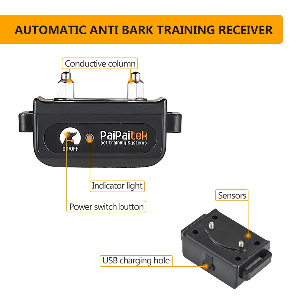 
Automatic Anti Barking E collar Remote Dog Training Beep Shock Vibration Pet Anti Bark Collar 