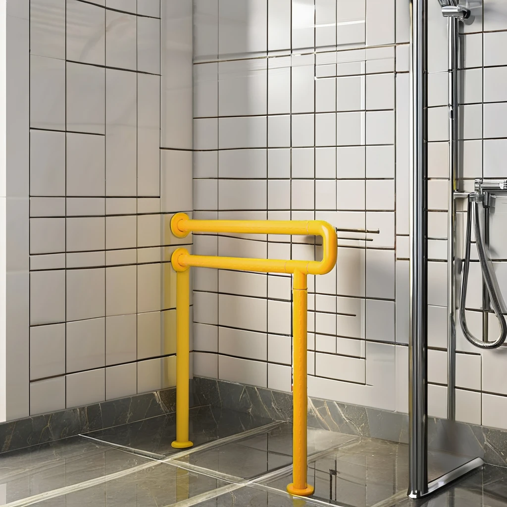 Toilet Safety Handrail Grab Rod ABS Barrier-Free Nylon Handrail for Disabled Elderly Hospital Use-for Bathroom and Shower