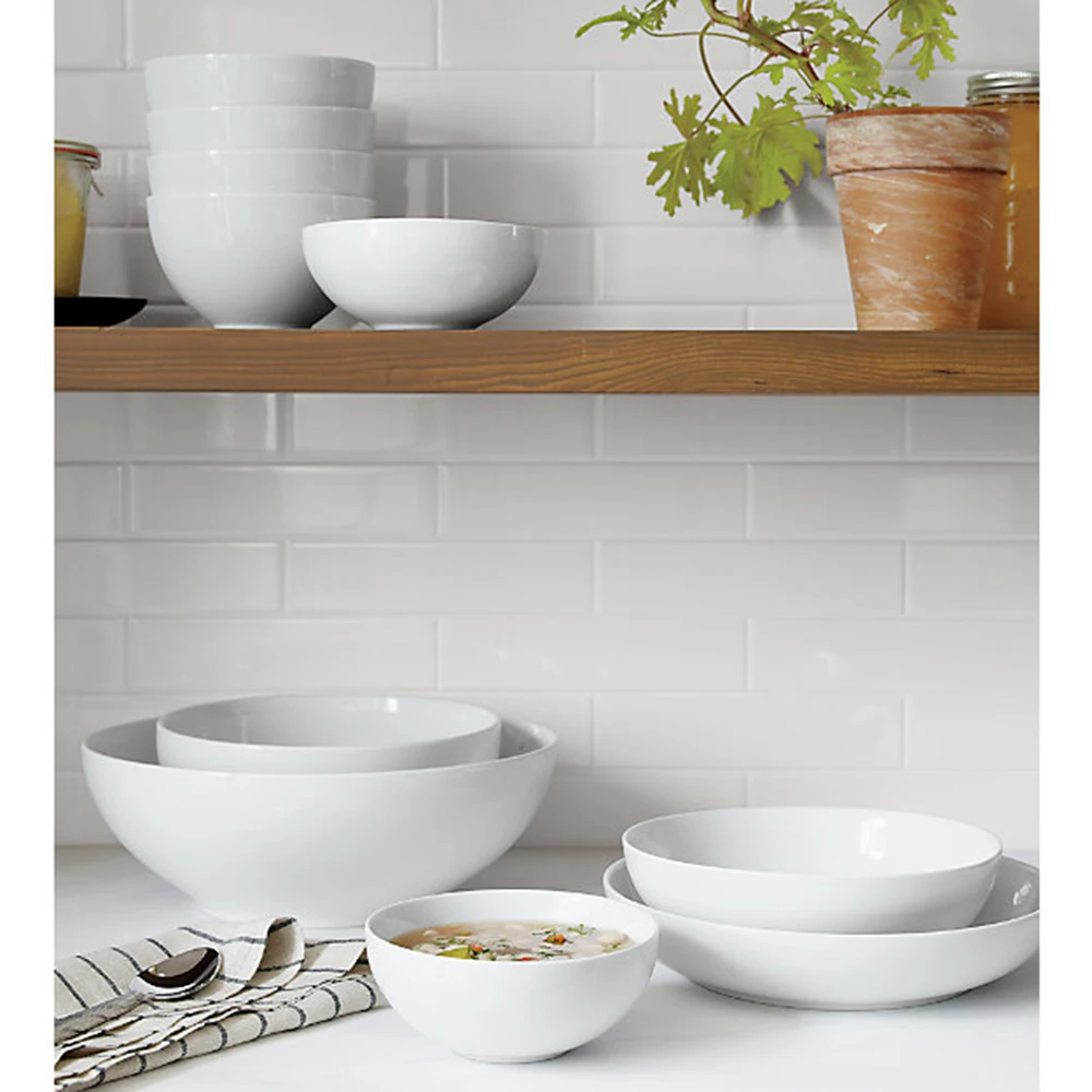 Eco Friendly Party Round White Plastic Dinnerware Sets Round Melamine Bowls Sets Tableware for Home Living Restaurant Party