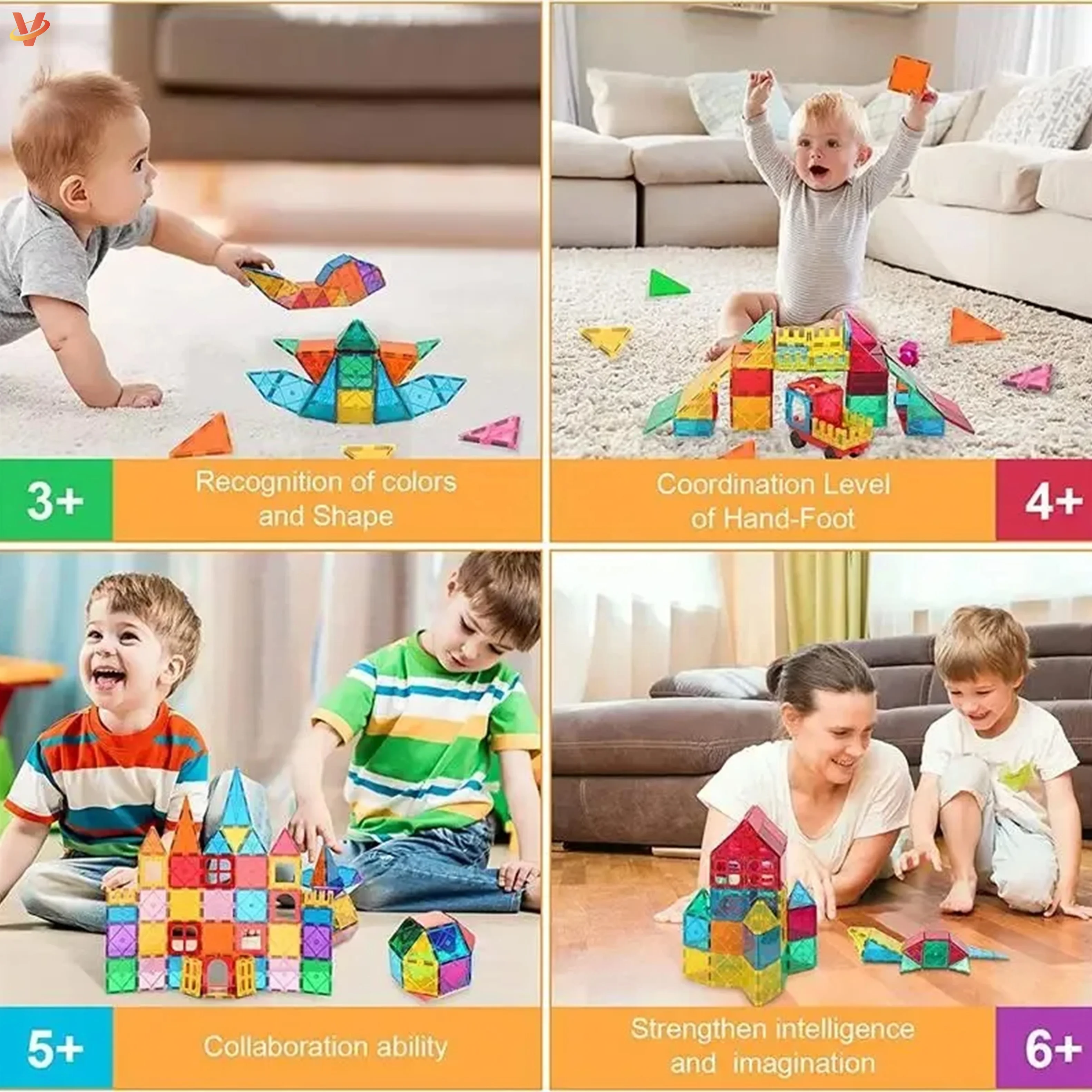 2024 Kids 110pcs DIY Magnetic Building Blocks Toys Set 3D Assembly Educational Magnetic Tiles for Children Gift