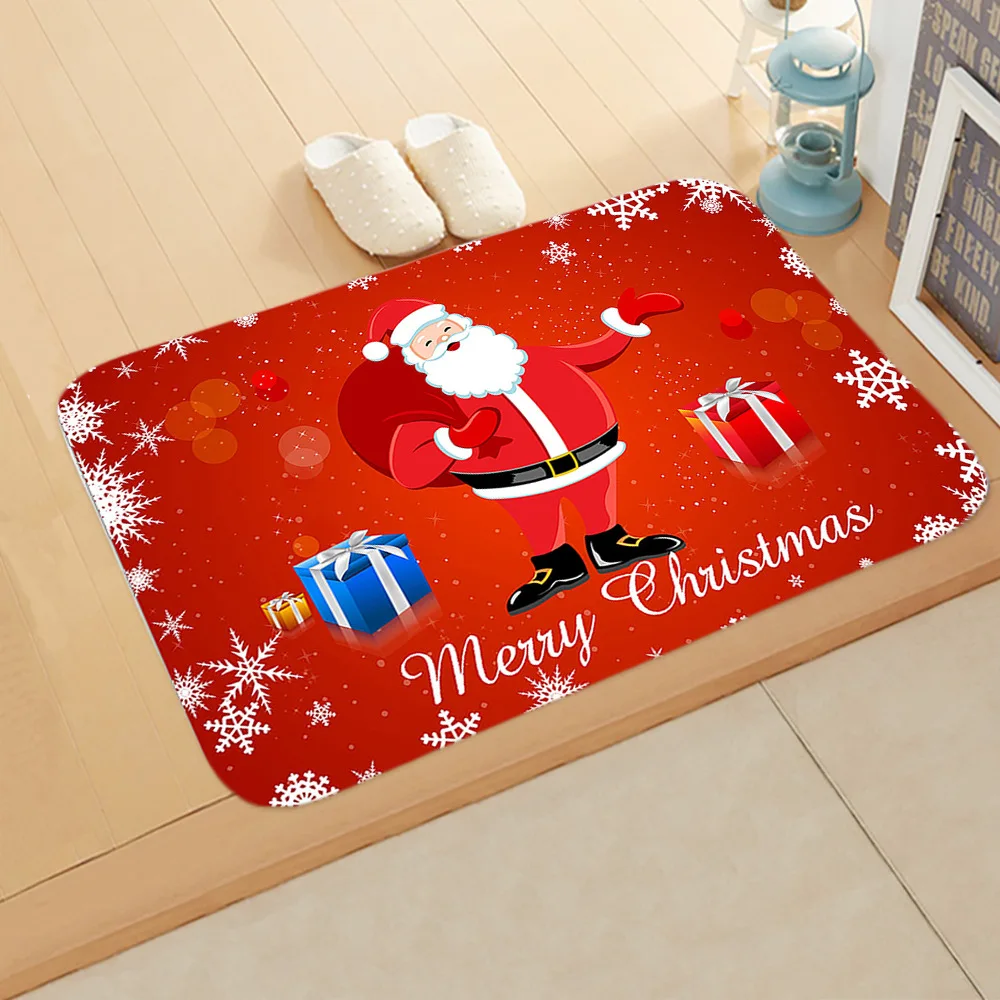 Christmas Carpet Decoration Home floor mat Room Non-Slip Flannel rug Santa Claus Xmas Snowman christmas decorations for home