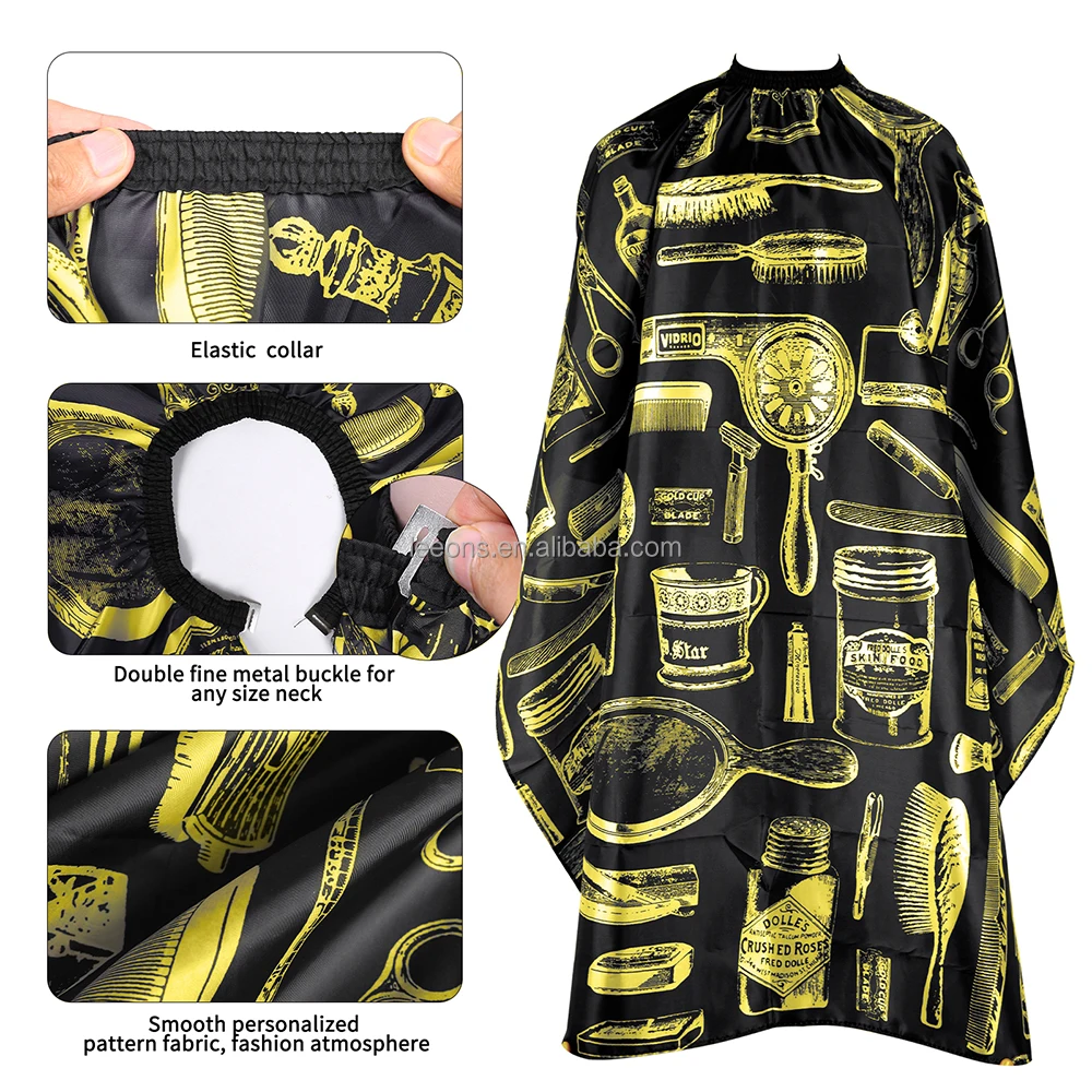 Leeons Fashion Pattern Custom Logo Printing Hairdressing Cape Hair Cut Baber Beard Cape with Snap