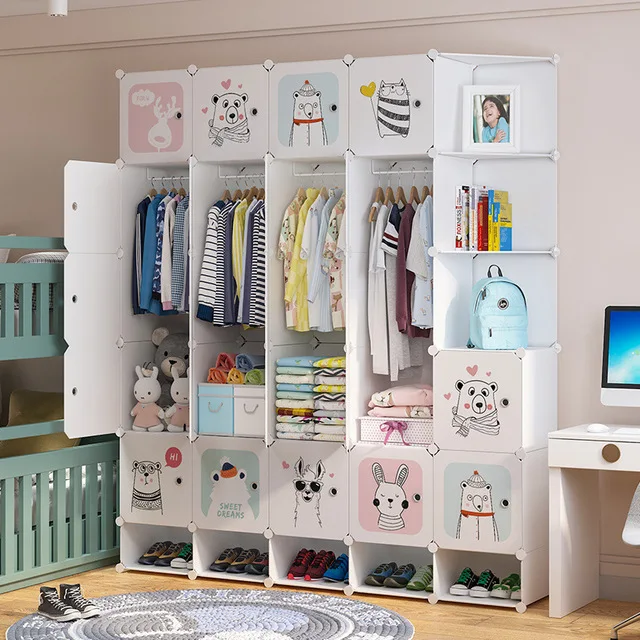 Современный простой домашний шкаф для детской комнаты, детский сборный пластиковый простой шкаф для хранения