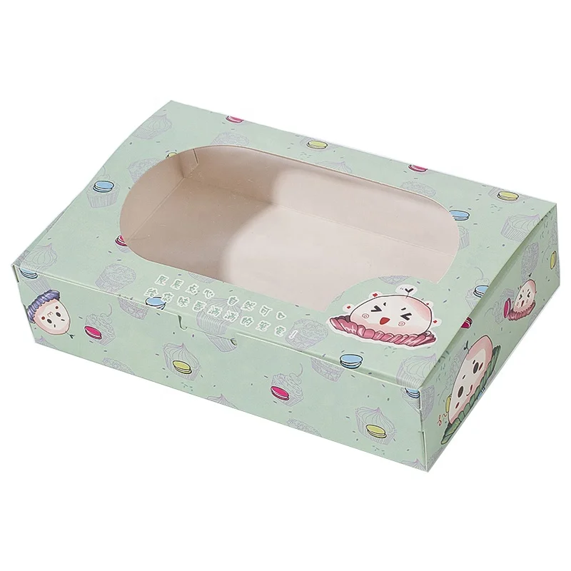 Clear window White Cake Box Cardboard Paper Weeding Packaging Box with  window