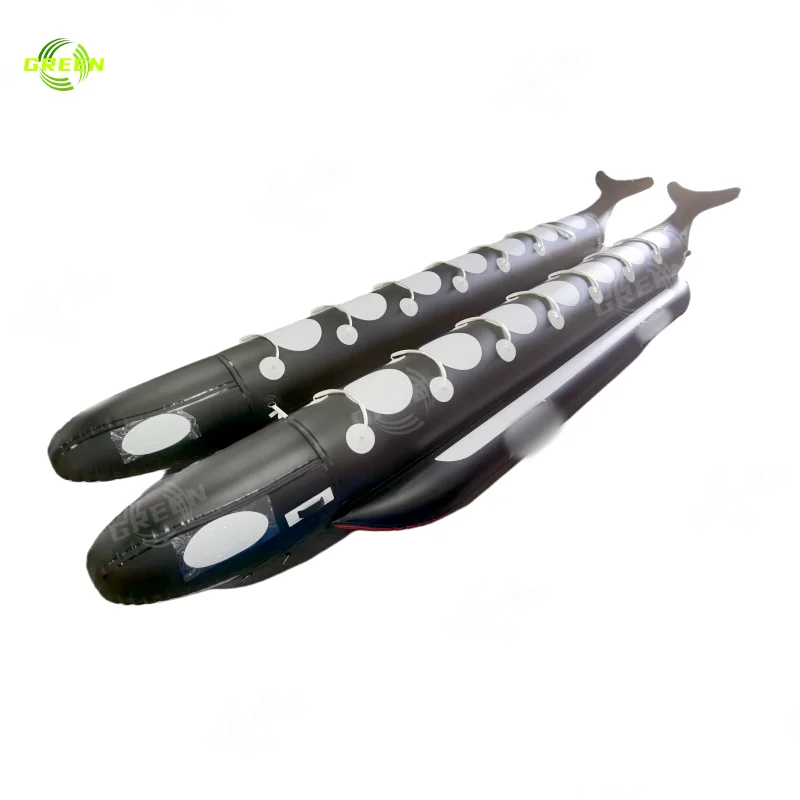 Green High Quality Inflatable Banana Boats Yellow Flying Fish Commercial grade 0.9mm PVC tarp inflatable sea banana boat towable
