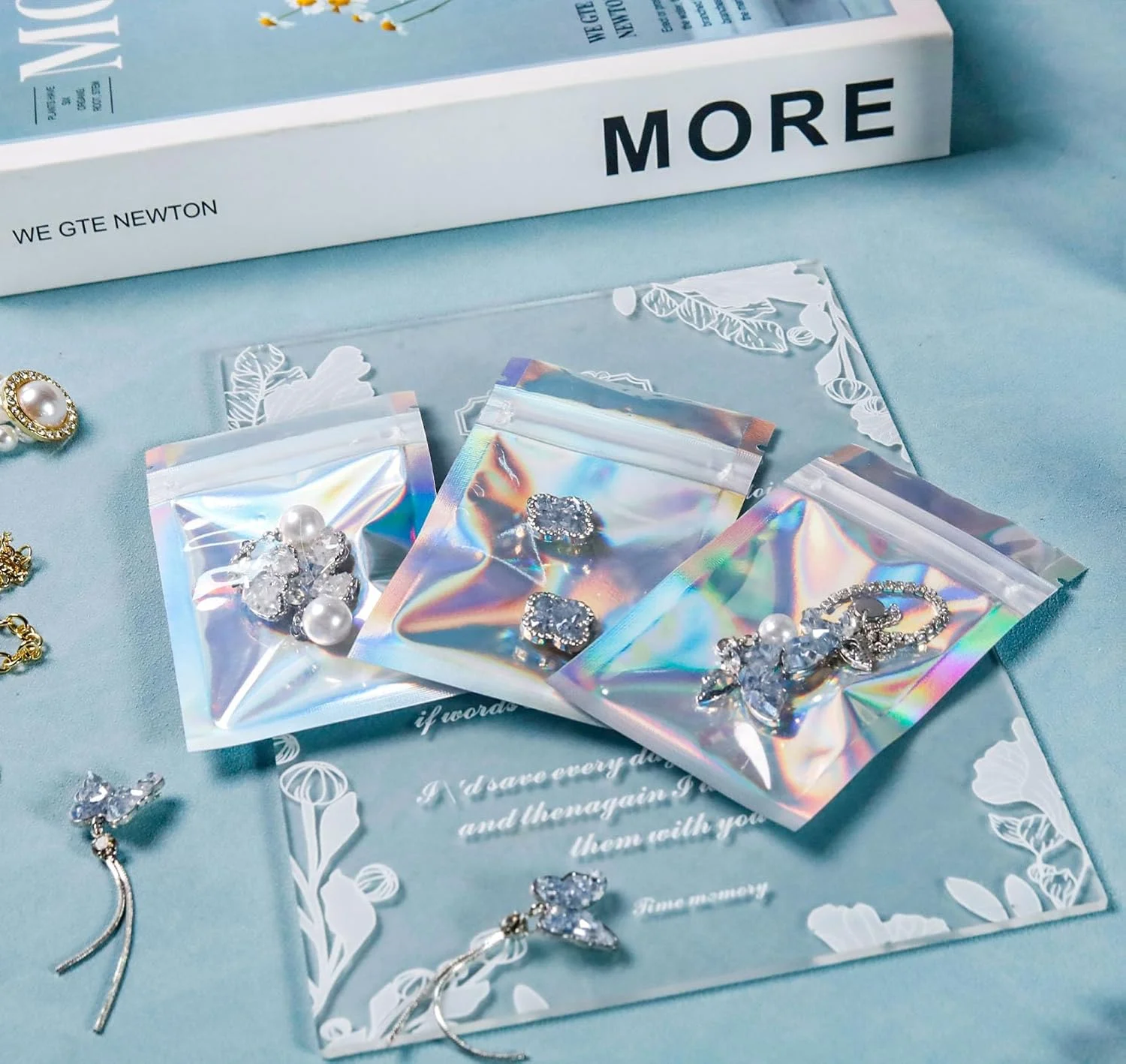 Custom mylar laser bag zipper Pouch zip lock Plastic Packaging Bag jewelry gift craft stationery packaging reusable plastic bag