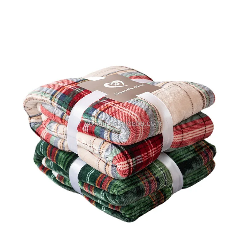 Super soft warm double layer christmas throw blanket for winter reversible flannel sherpa fleece blanket for bed sofa decoration