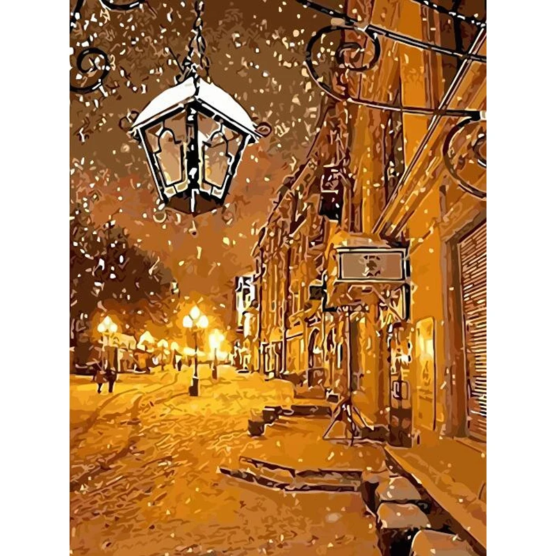 HUACAN Diy Oil Painting By Numbers Winter Ready Frame Snow Canvas Drawing Paint By Numbers Landscape For Adults Kids Gift