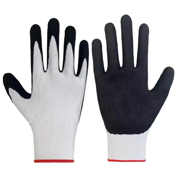Custom logo dielectric farming cheap nitrile general purpose esd coat Palm Coating gloves safety gloves for work