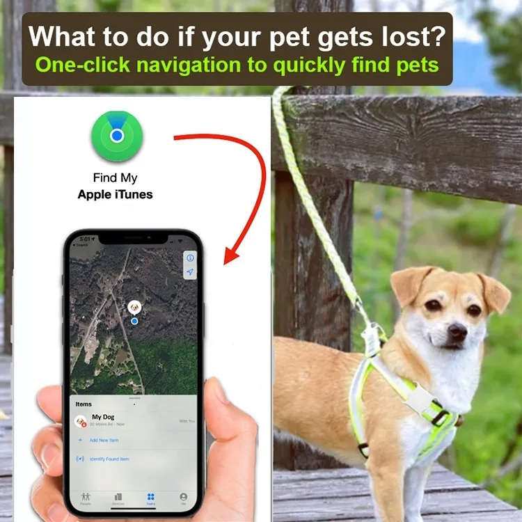 New Pet Tracker AirTag Work Find My App Global GPS Air Track Key Smart Small Finder Locator for Dog Cat Pet Wallet Mobile Phone