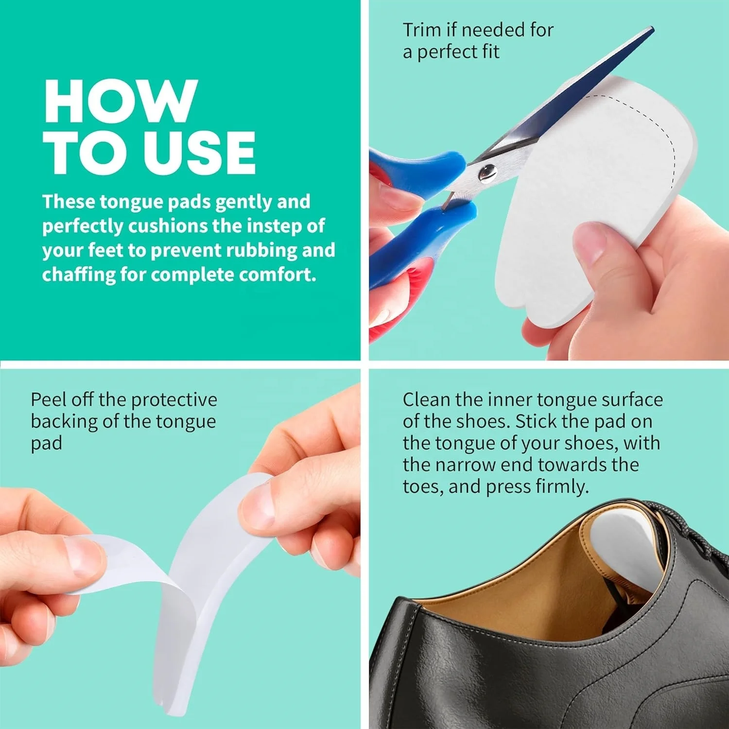 Small Medium Large Extra Large Sized Adult and Children Self Adhesive Felt Tongue Pads for Shoes