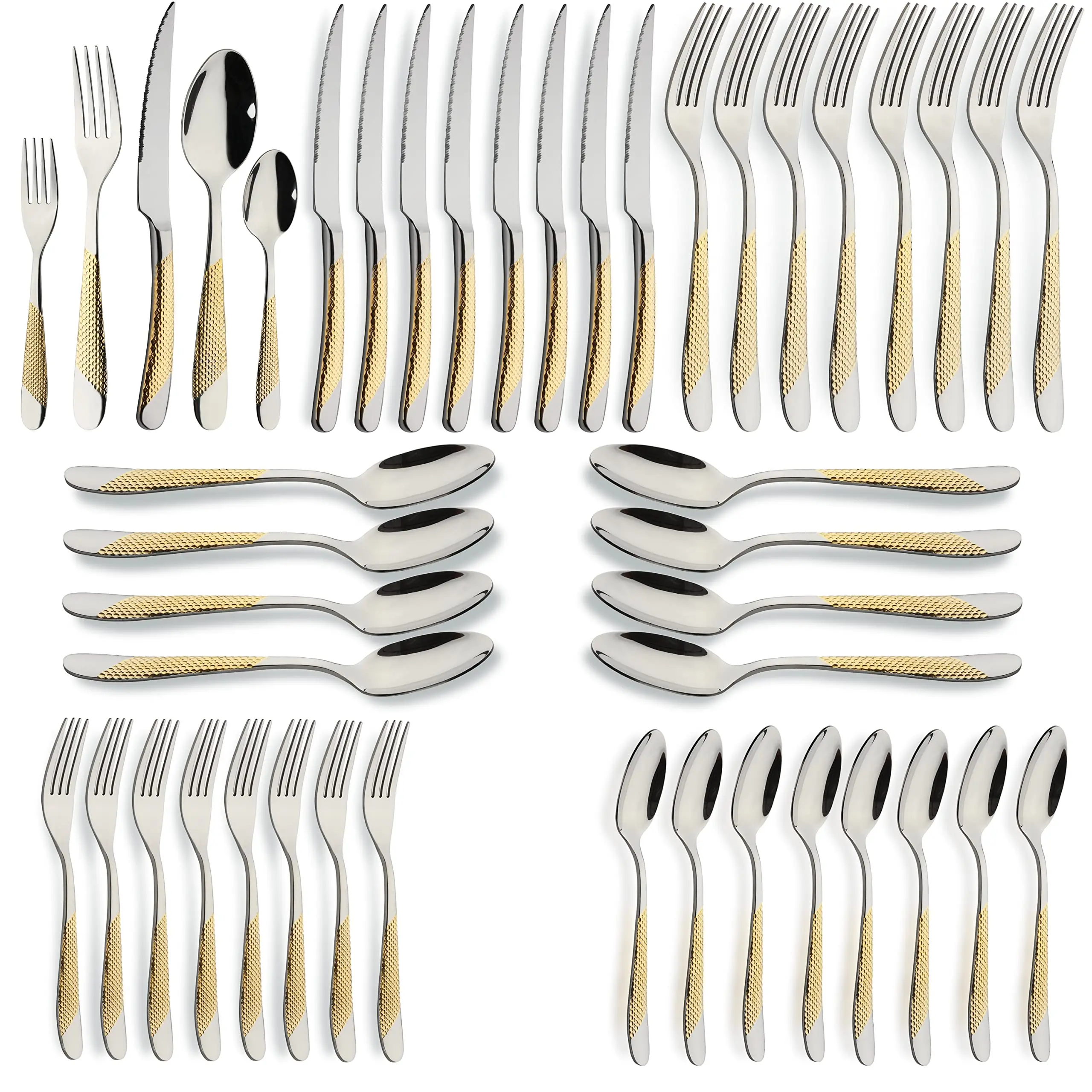 Fashion Silverware Sets Coffee Spoon Cutlery 2 Forks Wedding 24 Pcs Gold Flatware