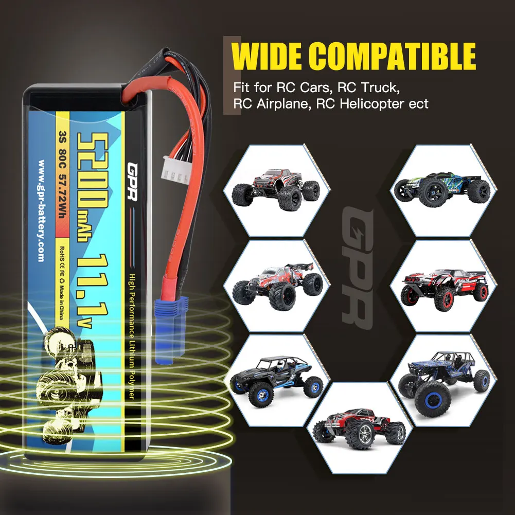 OEM/ODM 5200 mAh 3S High Discharge Rate 80C 11.1V Lipo Battery With TRX Plug Connector For RC Drone Helicopter Car