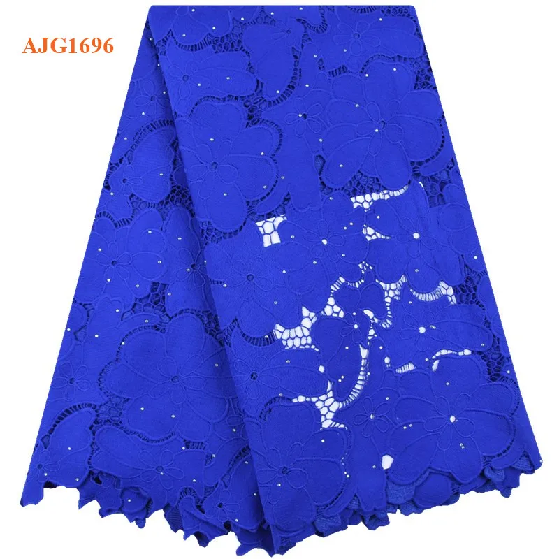 High Quality African Tulle Guipure Cord Lace Fabric Latest Nigerian French Cord Lace Fabric With Stones For Dress 1696
