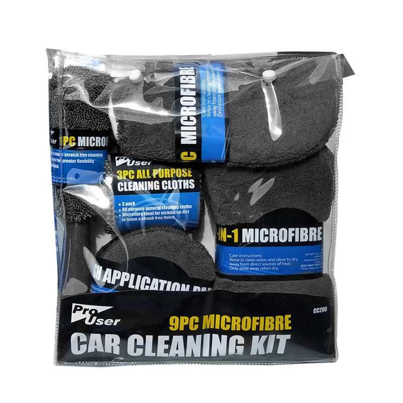 9pcs Car Wash Kit Microfiber Towel Detailing Car Wheel Brush Waxing Sponge Combination Car Cleaning Tools
