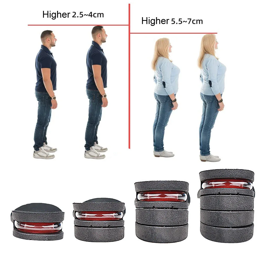 UK Free Size Heel Lifts Shoe Insole Height Increasing Insole 4-layer Orthotic Heel Shoe Lift Kit With Air Cushion