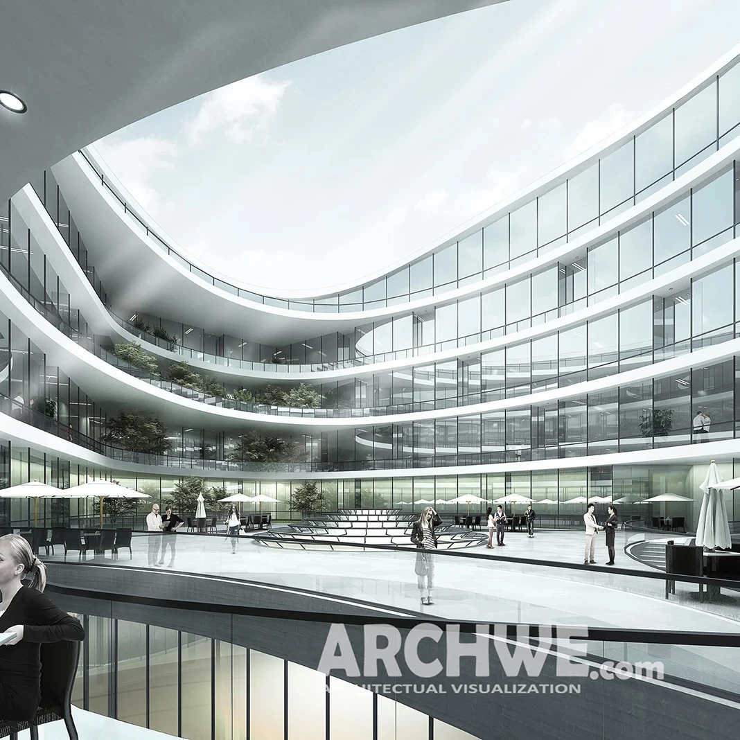 Headquarters building in 3d architectural rendering, also architectural-renderings-commercial, architectural lighting design