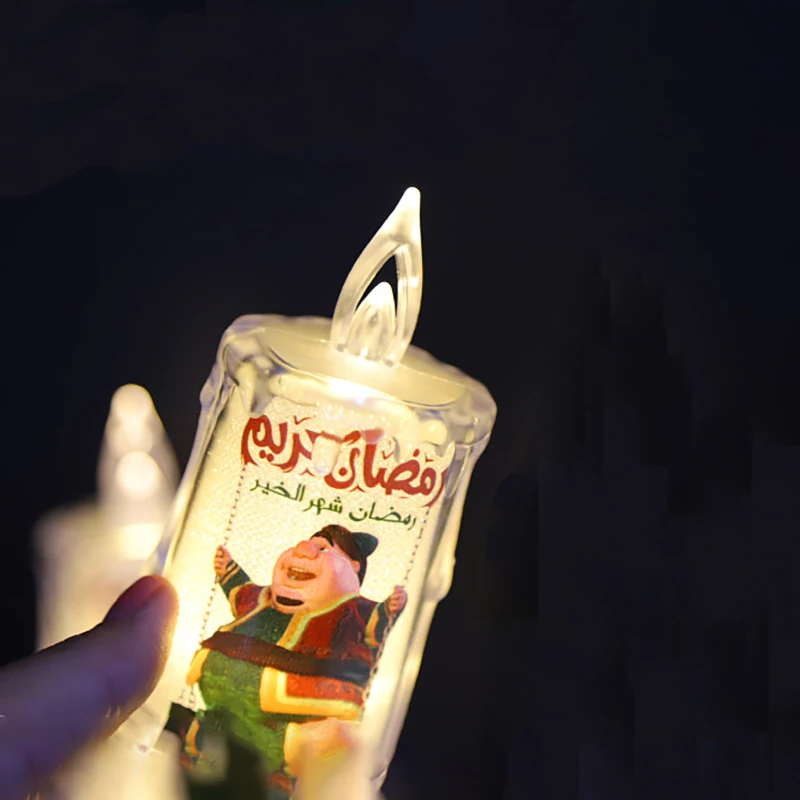 Ramadan LED Tea Light Candle Transparent Flameless Electronic Candle for Party Decorations for Ramadan Celebrations