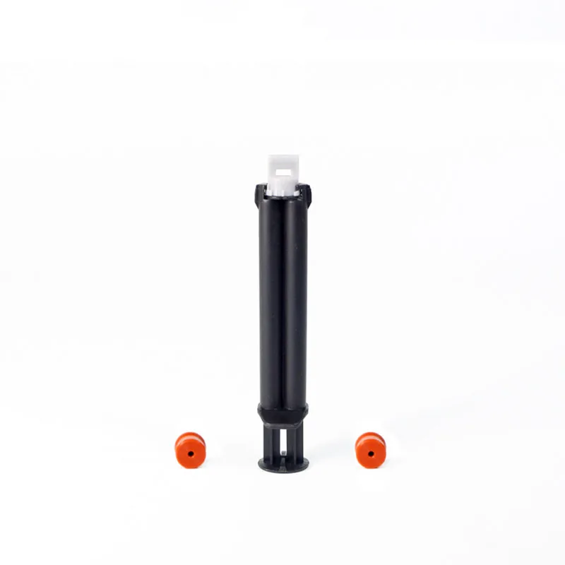 High Quality Black & Transparent Plastic Dual Syringe for dental or Adhesive with rod and piston (1600306405283)