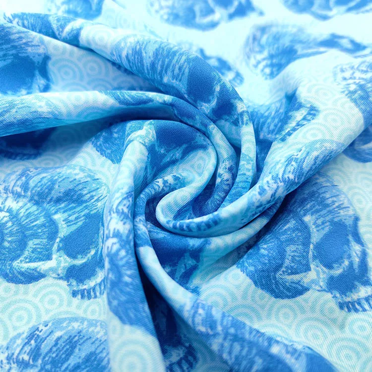 Danlu Textile 100% Polyester Chiffon Blue Digital Printing Women Dresses Fabric