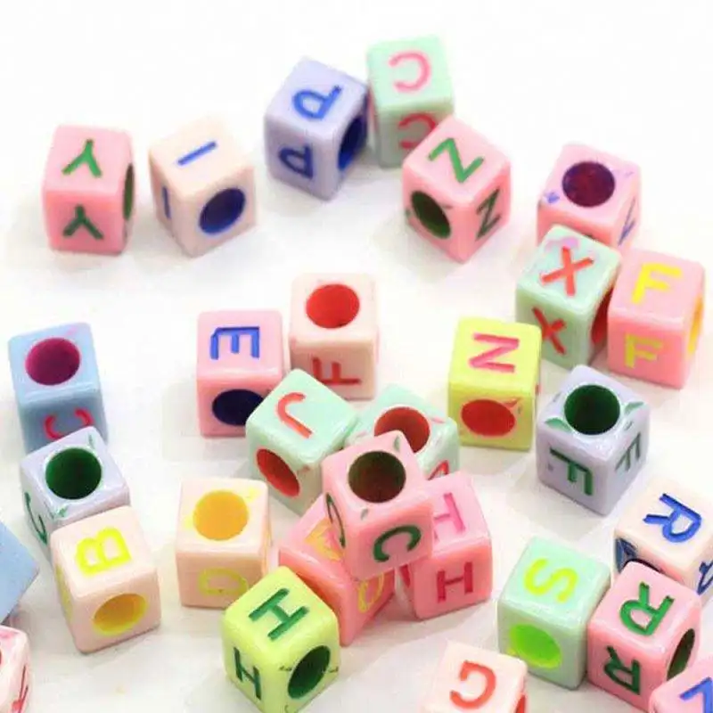 500g/lot Acrylic Plastic Alphabet Letter Beads Charms Pastel Color Alphabet Acrylic Loose Spacer Beads With 3.5mm