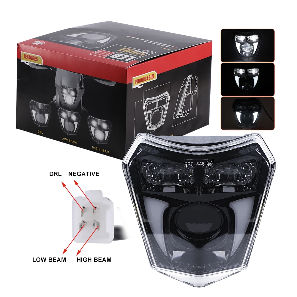 Motorcycle Led Headlight for Starter Motor Ktm Duke 200 Exc 250 Ktm. Duke Dirt Bike Headlight Assembly 24v Led Lights