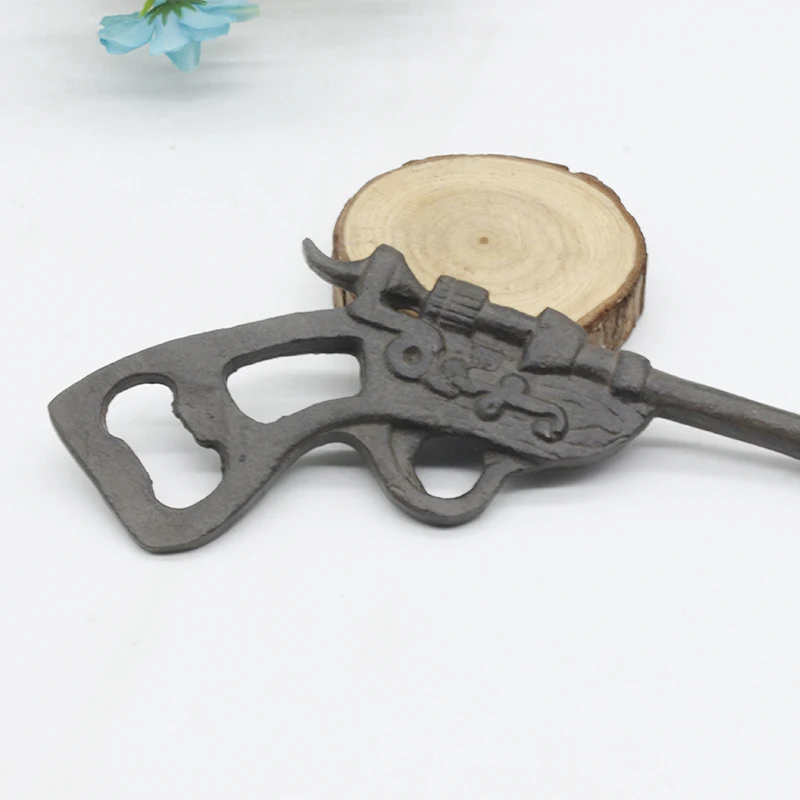 Factory Free Customized Cast Iron Metal Gun  Beer Bottle Opener Wholesale Cheap bar Wedding Decoration Home Decor Kitchen
