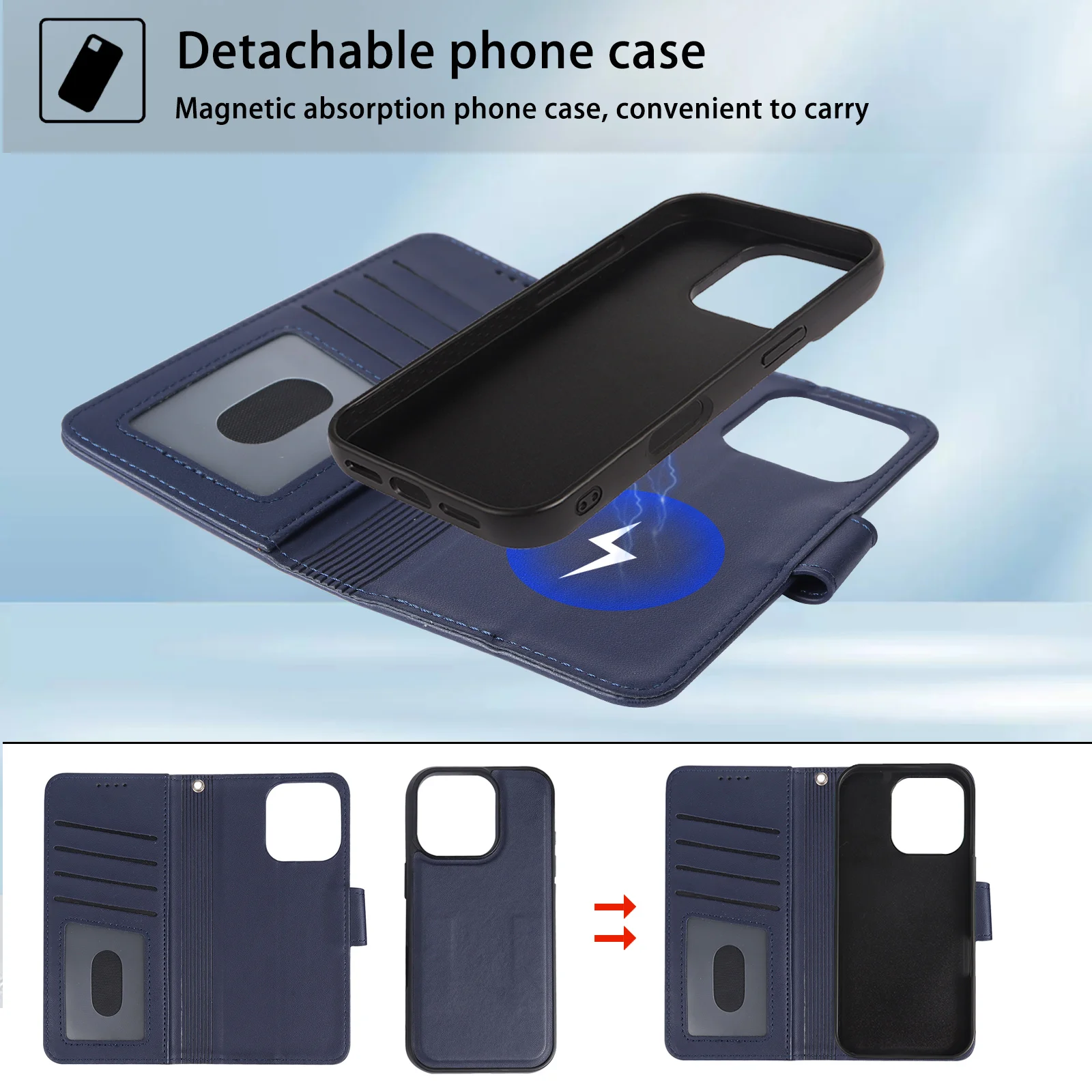 Detachable Leather Purse Bag 2 in 1 Phone Case for Xiaomi 15 Redmi Turbo3 13 14C 4G 14T Pro K70 Ultra Wallet Magnetic Flip Cover