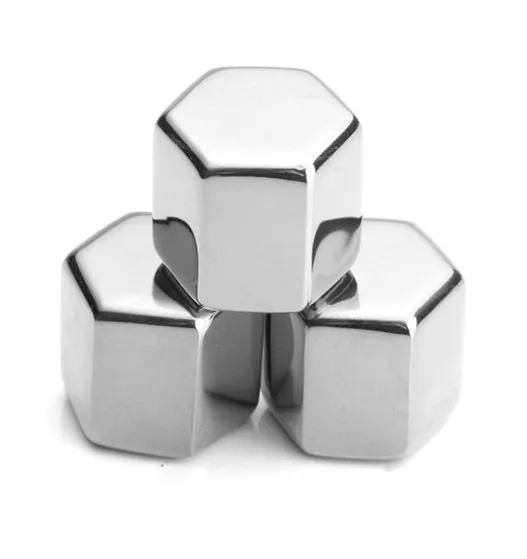 Gift set 4 pcs  wine coolers hexagon shaped stainless steel ice cube wine whiskey stone