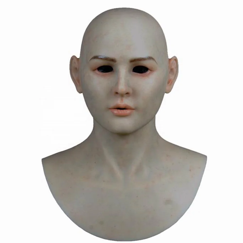 Dropshipping Soft Silicone Realistic Female Head Mask Hand-Made Face for Crossdresser Transgender Halloween Costumes Young Woman