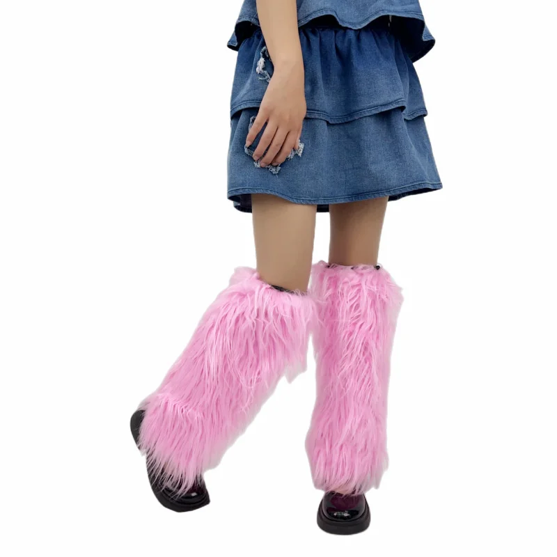 IDOIT Faux Fur Leg Warmers Boot Covers Lady Cute Knee-length Hipster Warm Sock Fashion Socks Furry Leg Warmers