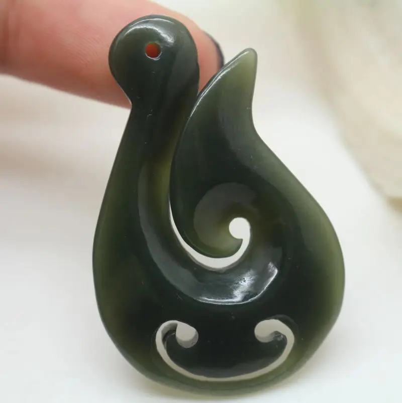 Authentic Nephrite Pendant Green jade Necklace  Natural Jewelry Gemstone Pendant Maori Hollow Pendant jewelry
