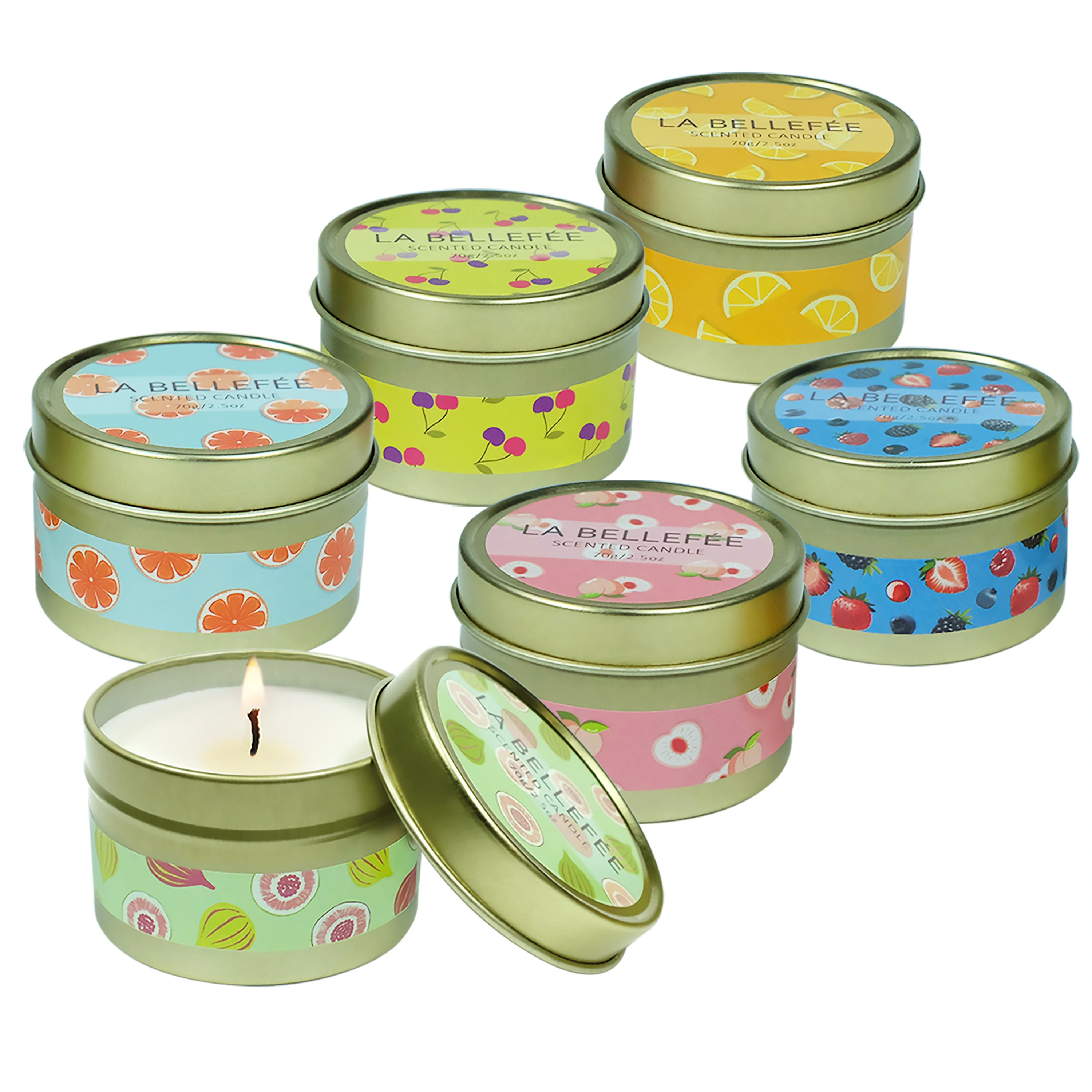 Custom Fruit Scented Candle Gift Set Soy Wax Making Candle in Tin for Home Decor Birthday