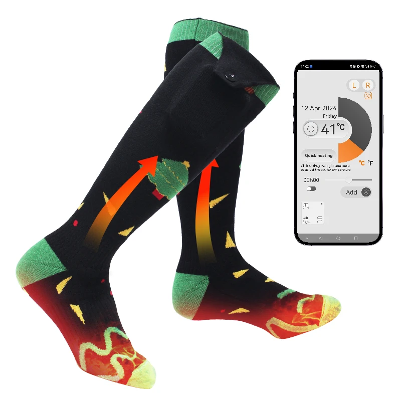 2200mAh Rechargeable 7.4V Electric Heated Sports Socks Washable Winter Warm Socks for Fishing and Hunting